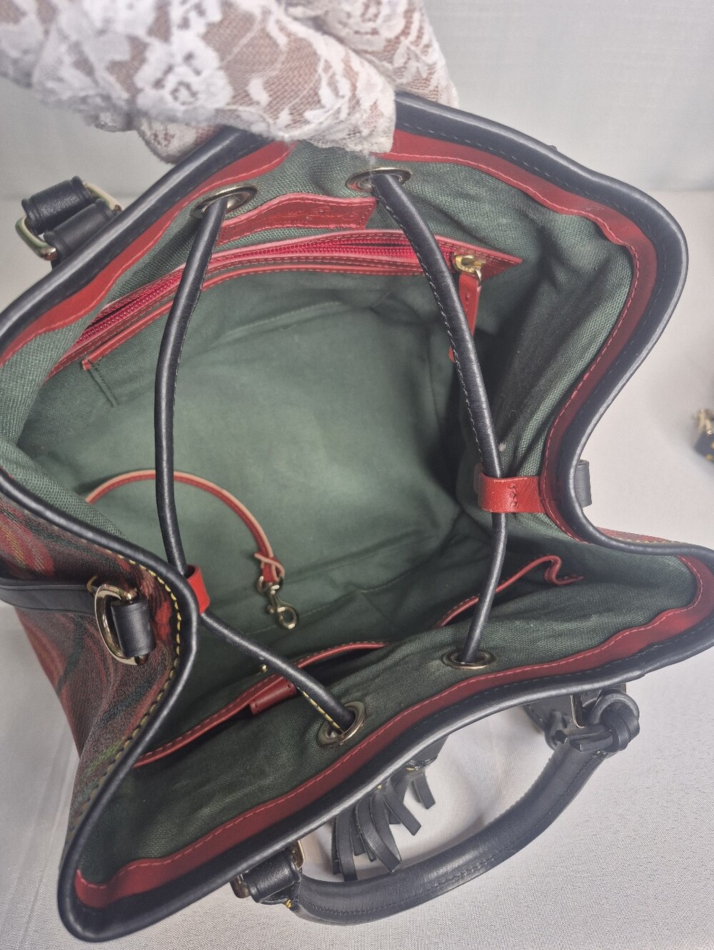Dooney & Bourke Tartan Plaid Canvas Bucket Bag - Picture 14 of 15